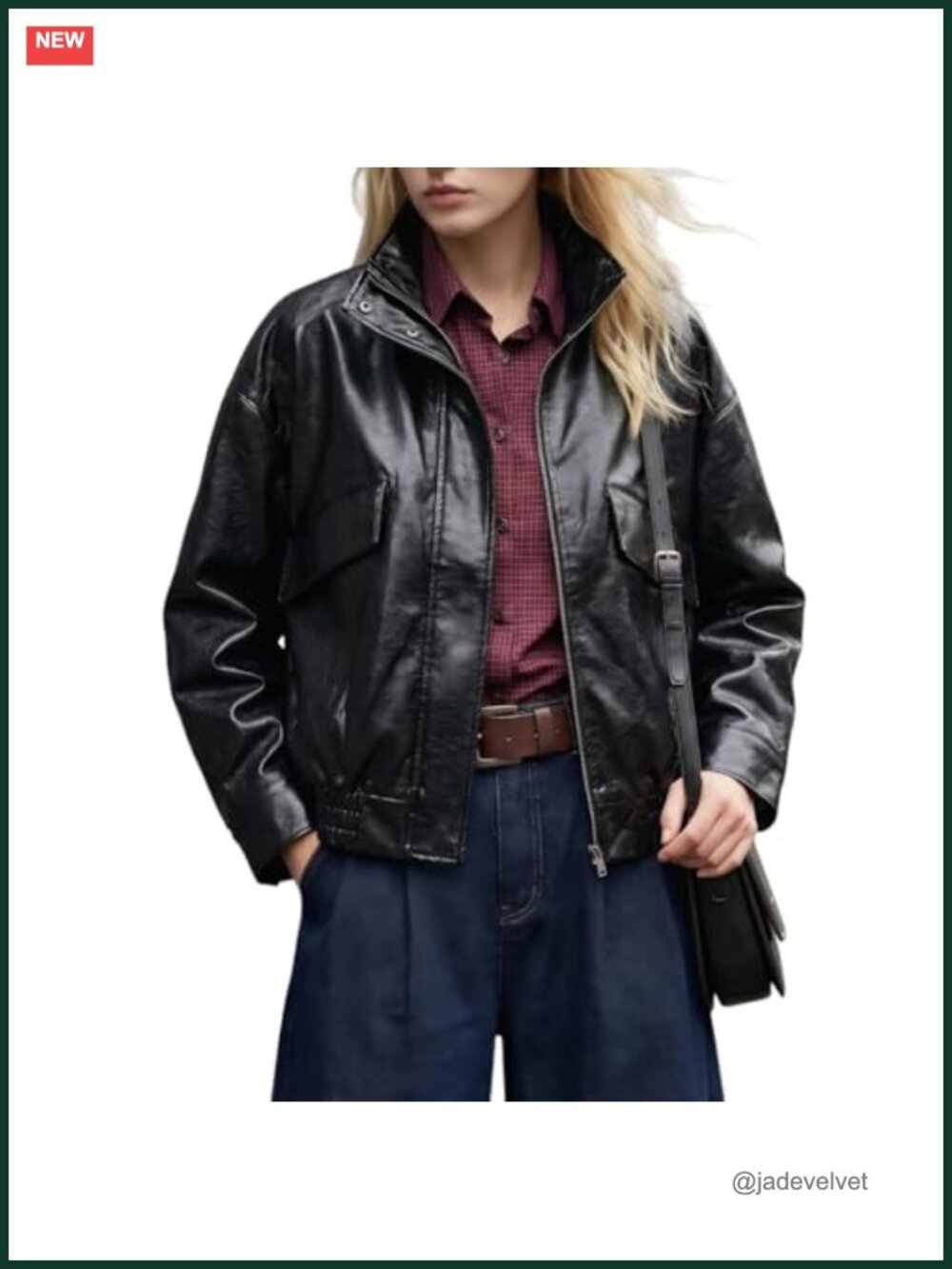 Faux Leather Bomber Jacket Oversized Relaxed Fit Aviator Flight Coat